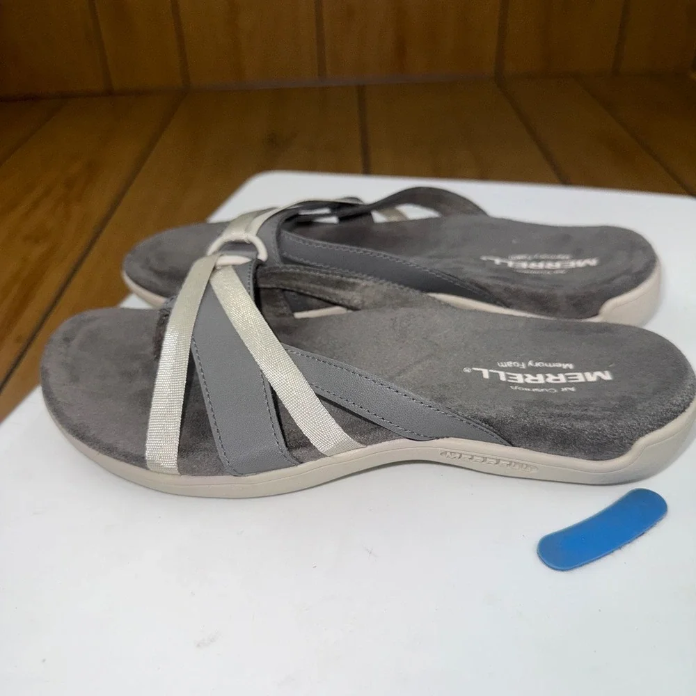 Merrell Terran Post II Charcoal Grey Memory Foam Sandals Womens 5 J000498